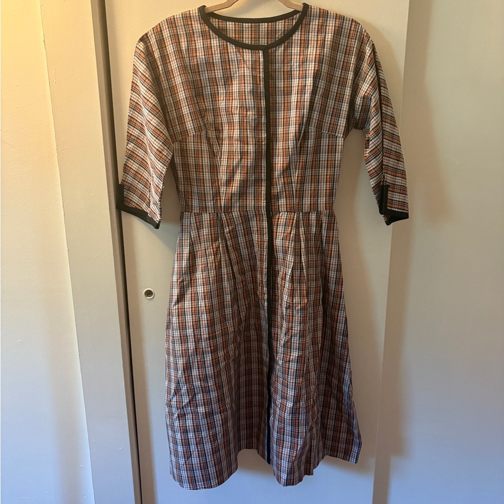 Vintage Plaid Midi Dress